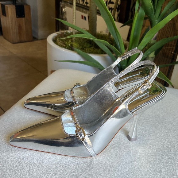 LARROUDE Ines Pump In Silver Specchio Size 9 - Picture 1 of 15
